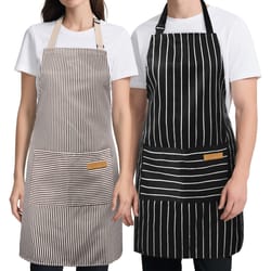 pack striped kitchen apron set adjustable oil resistant unisex work aprons