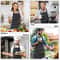 Pack Striped Kitchen Apron Set Adjustable Oil Resistant Unisex Work Aprons 2