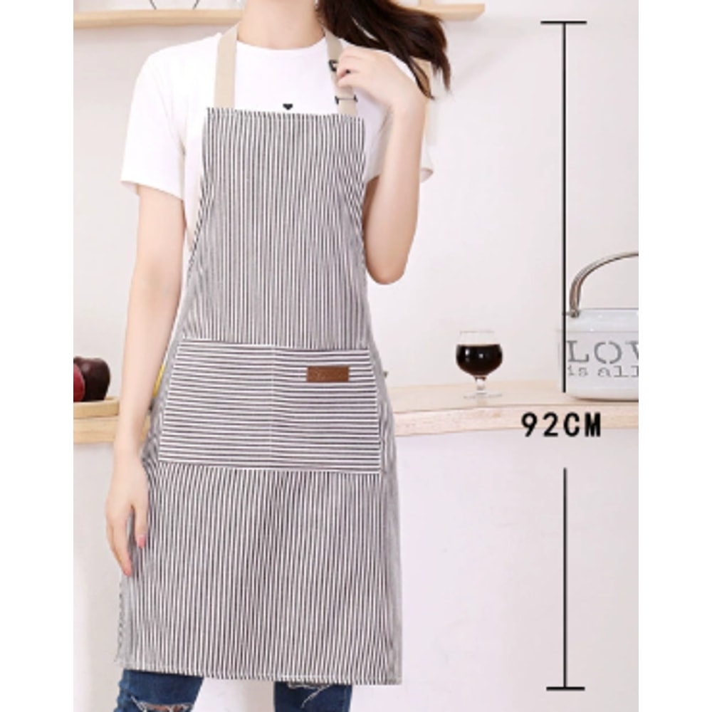 Pack Striped Kitchen Apron Set Adjustable Oil Resistant Unisex Work Aprons 6