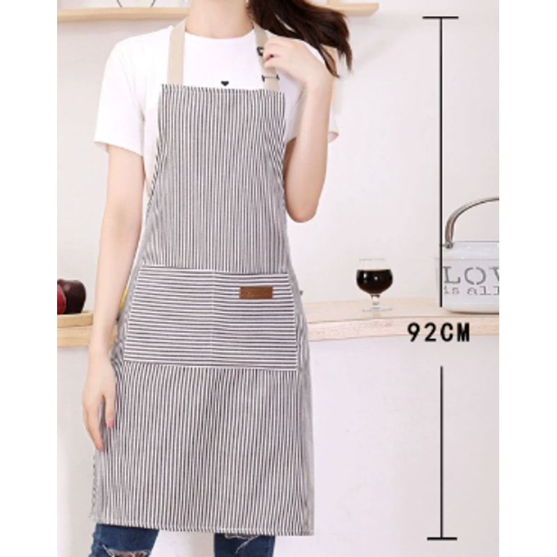 Pack Striped Kitchen Apron Set Adjustable Oil Resistant Unisex Work Aprons 6