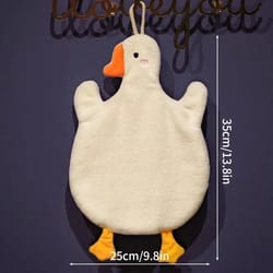 cute duck hanging microfiber towel for kitchen & bathroom | soft absorbent kids cartoon hand towel