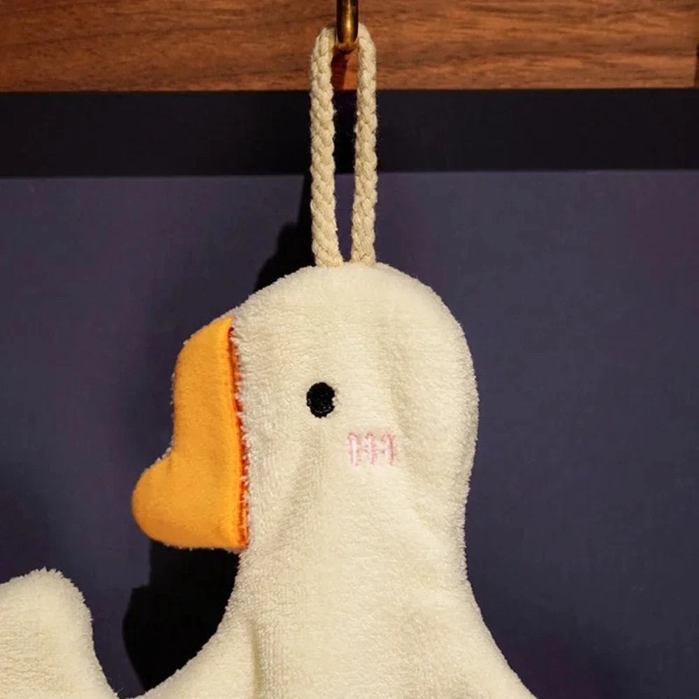 Cute Duck Hanging Microfiber Towel for Kitchen & Bathroom | Soft Absorbent Kids Cartoon Hand Towel