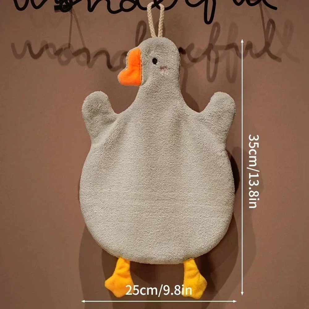 Cute Duck Hanging Microfiber Towel for Kitchen & Bathroom | Soft Absorbent Kids Cartoon Hand Towel