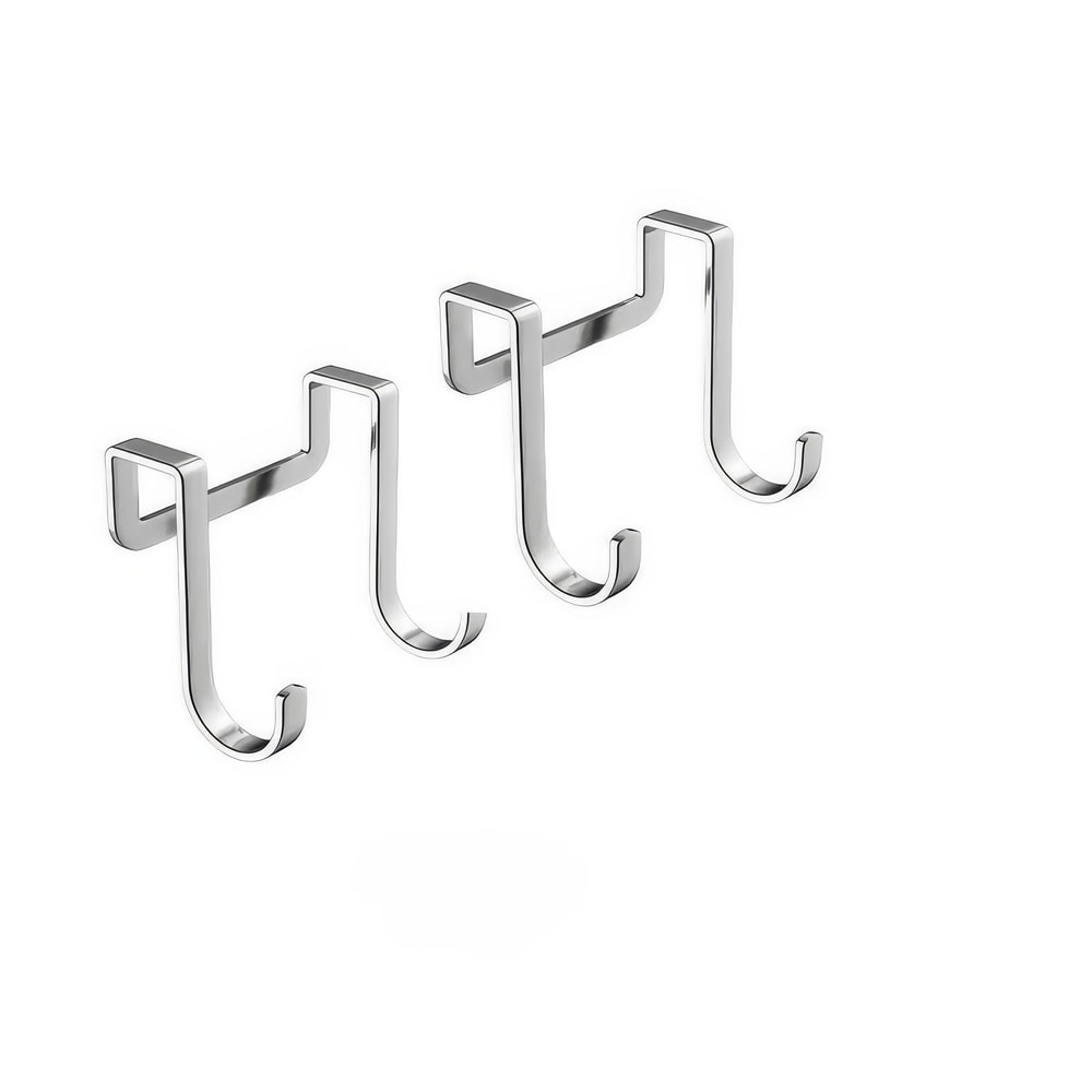 Stainless Steel Over Door Hook Rack with Heavy Duty Double Hooks for Kitchen and Bathroom