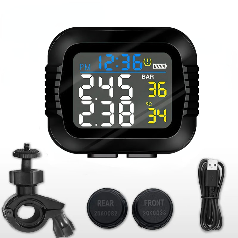 RideGuard Motorcycle TPMS Wireless Tire Pressure & Temperature Monitoring System