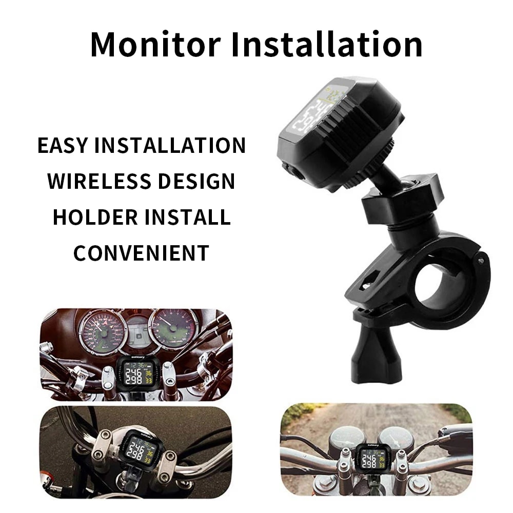 RideGuard Motorcycle TPMS Wireless Tire Pressure & Temperature Monitoring System