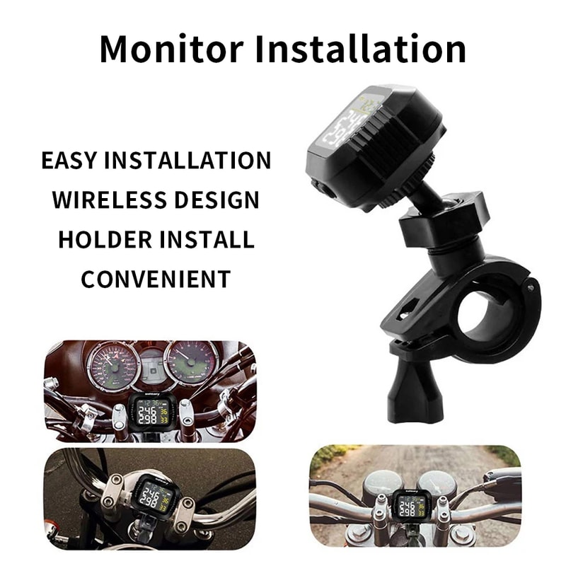 RideGuard Motorcycle TPMS Wireless Tire Pressure & Temperature Monitoring System