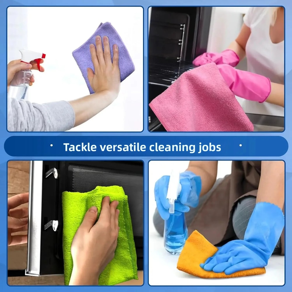 Ultra Absorbent Microfiber Cleaning Cloths Pack Reusable Kitchen Household Cleaning Towels 4
