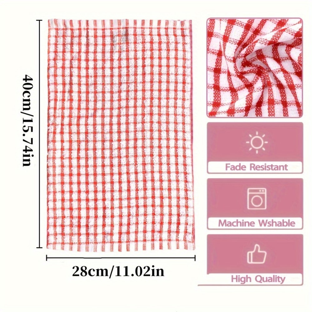 ColorBlend Reusable Kitchen Towels Set Pack Absorbent Plaid Dish Towels for Everyday Cleaning