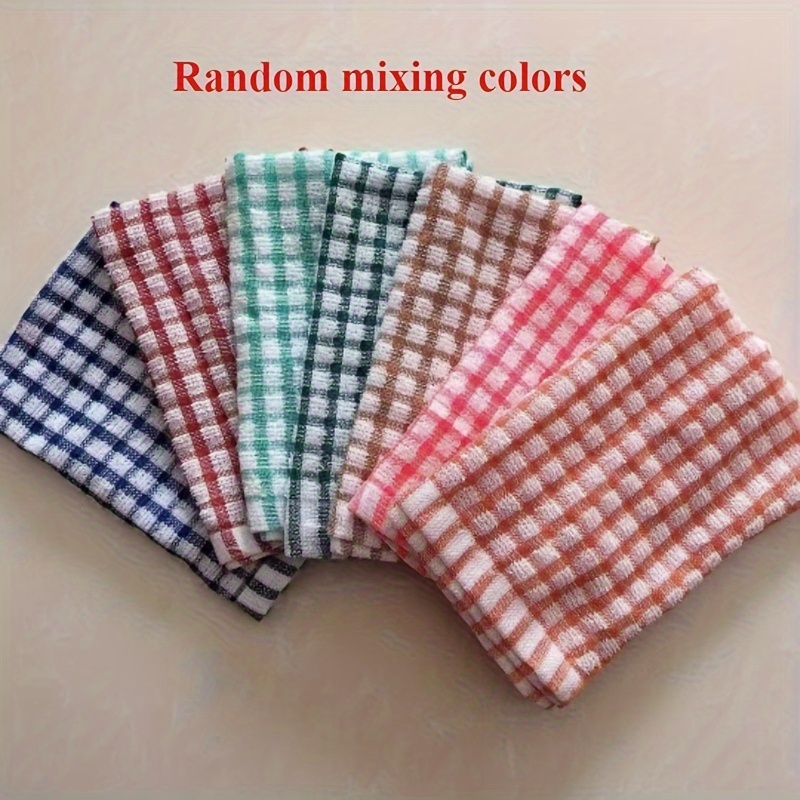 ColorBlend Reusable Kitchen Towels Set Pack Absorbent Plaid Dish Towels for Everyday Cleaning