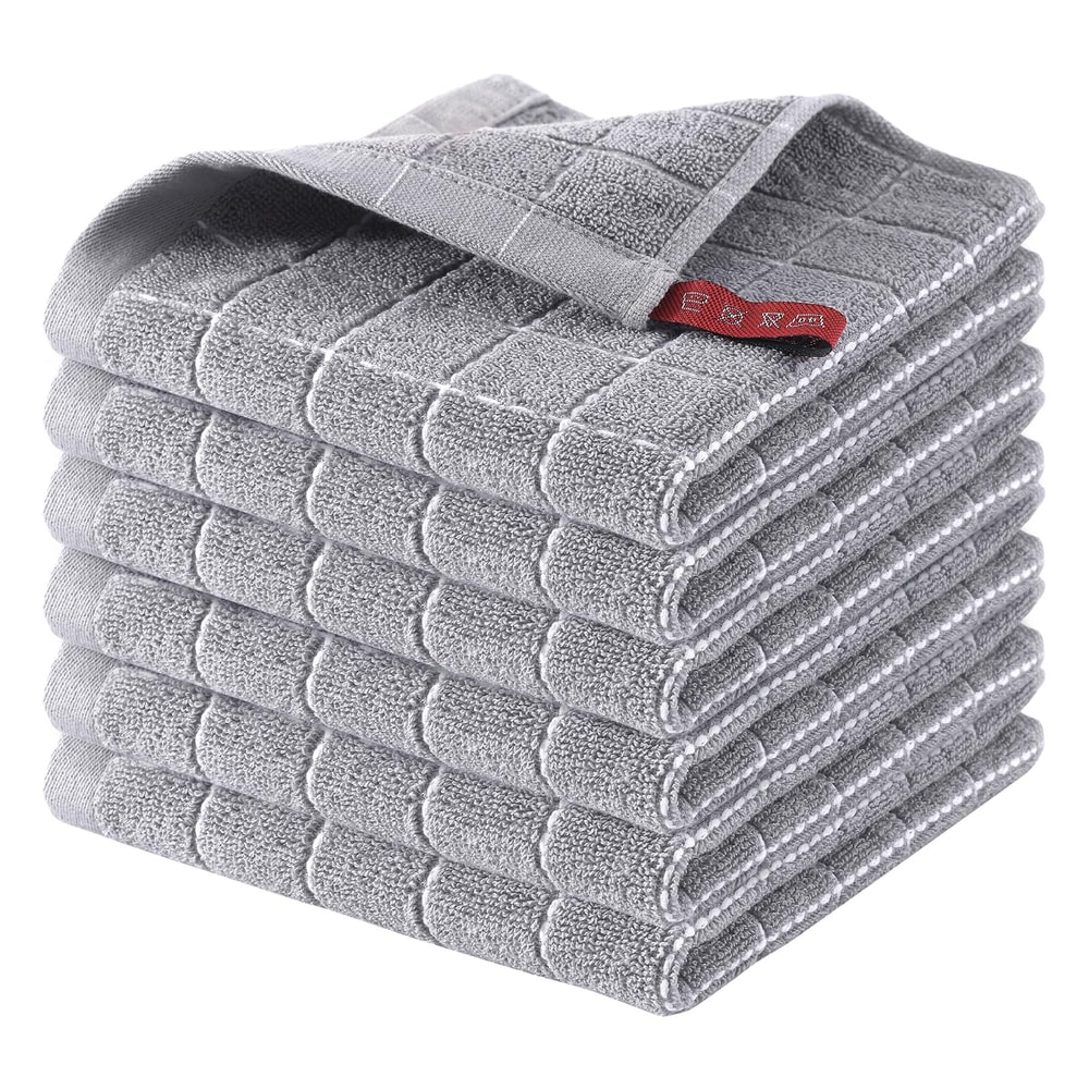 Ultra Soft Cotton Terry Dish Cloth Set, Absorbent Kitchen Cleaning Towels Pack