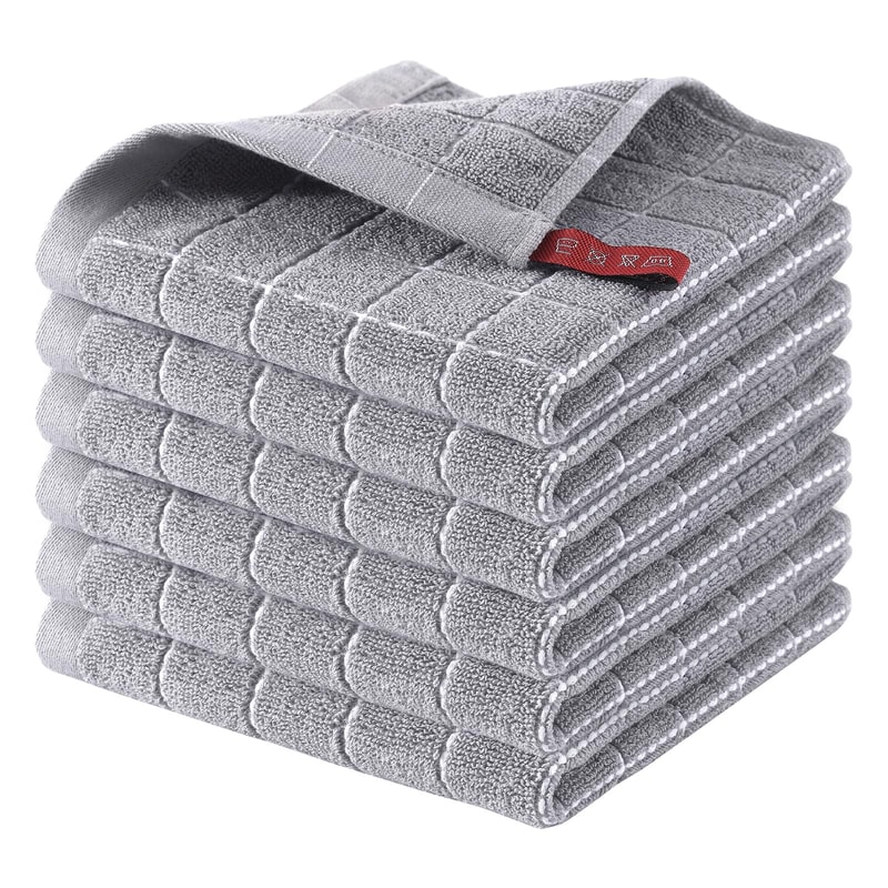 Ultra Soft Cotton Terry Dish Cloth Set, Absorbent Kitchen Cleaning Towels Pack