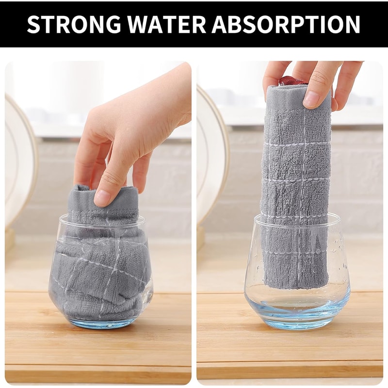Ultra Soft Cotton Terry Dish Cloth Set, Absorbent Kitchen Cleaning Towels Pack