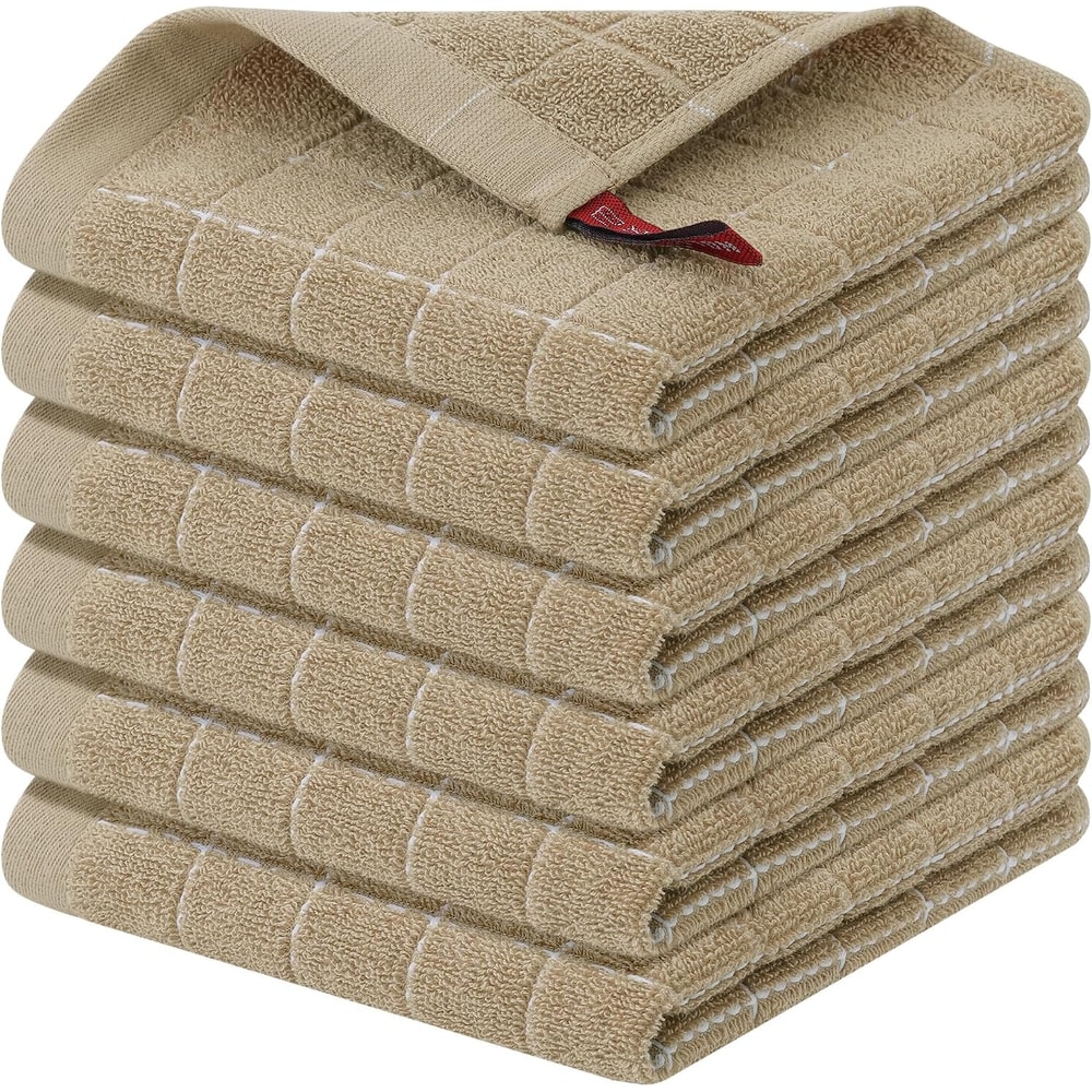 Ultra Soft Cotton Terry Dish Cloth Set, Absorbent Kitchen Cleaning Towels Pack