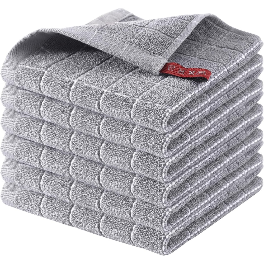 Ultra Soft Cotton Terry Dish Cloth Set, Absorbent Kitchen Cleaning Towels Pack