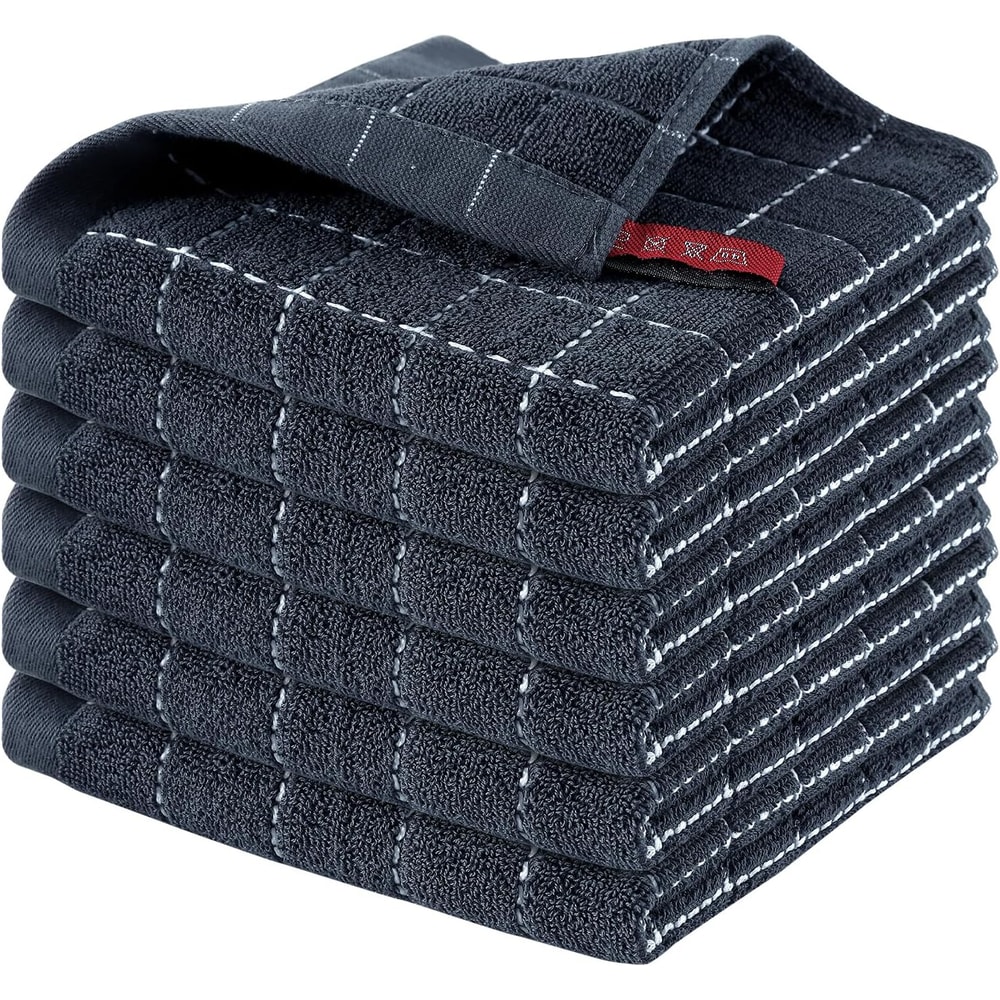 Ultra Soft Cotton Terry Dish Cloth Set, Absorbent Kitchen Cleaning Towels Pack