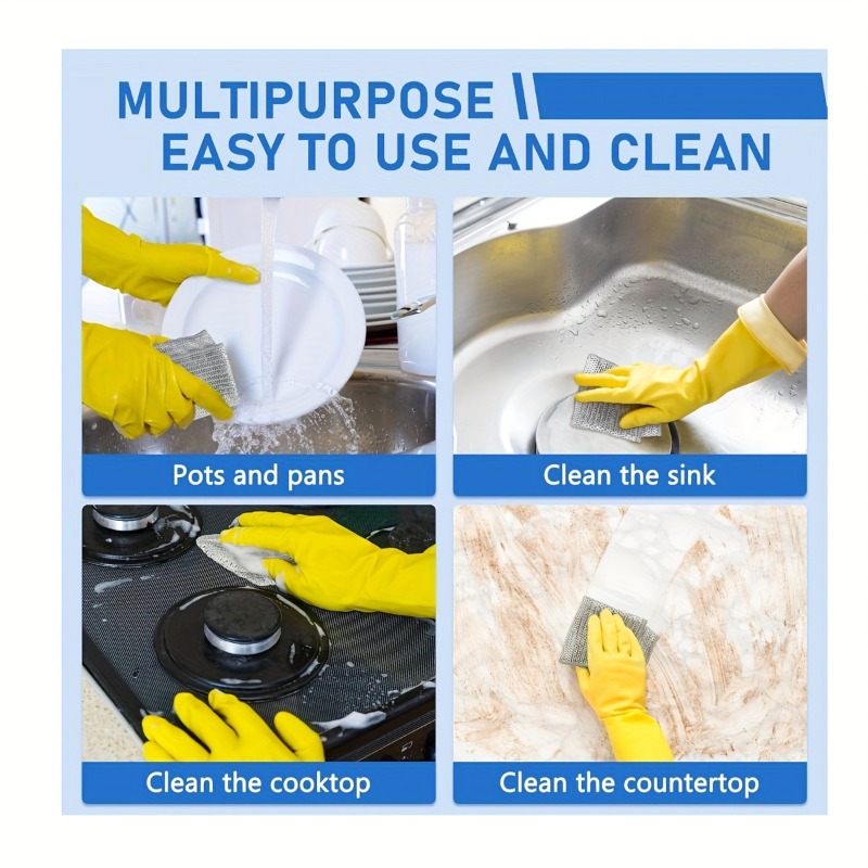 Magic Steel Wire Dishcloth Set Reusable Non Scratch Kitchen Cleaning Rags 3