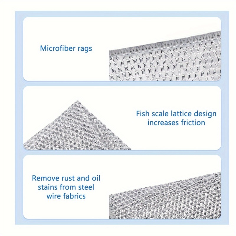 Magic Steel Wire Dishcloth Set Reusable Non Scratch Kitchen Cleaning Rags 4
