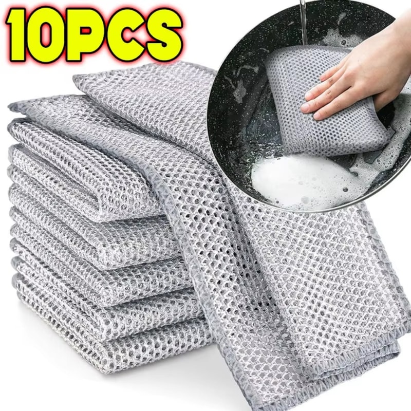 Magic Steel Wire Dishcloth Set Reusable Non Scratch Kitchen Cleaning Rags 6
