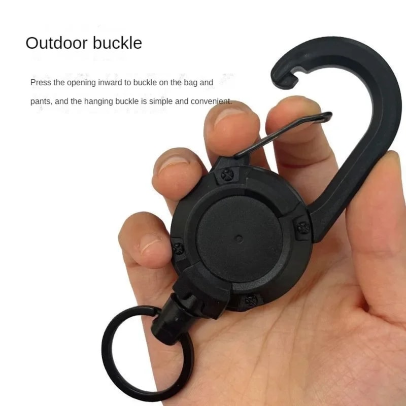 Heavy Duty Retractable Badge Reel With Carabiner Key Holder For Work Outdoor Use 2