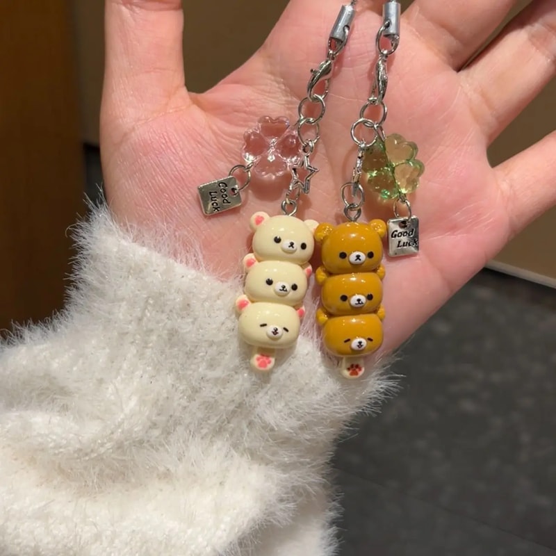 Kawaii Bear Phone Charm Keychain For IPhone AirPods Bags 3