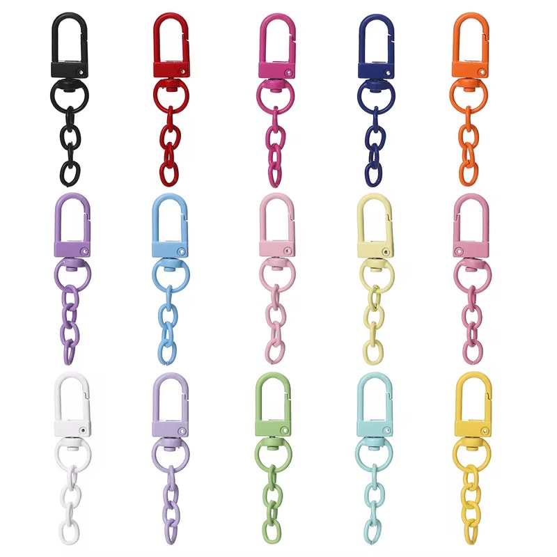 Colorful Lobster Clasp Keychains Set With Chains For DIY Jewelry Bag Charms Key Rings 0
