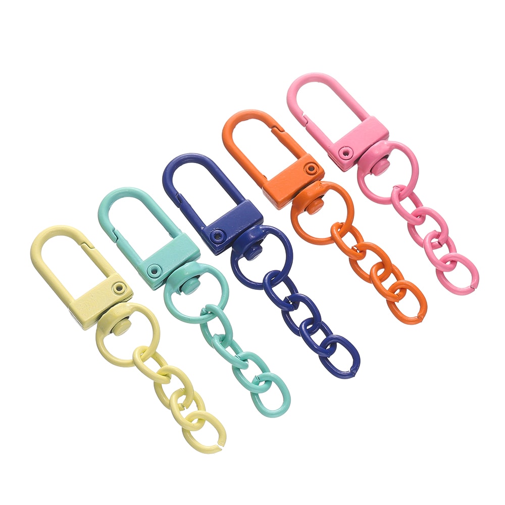 Colorful Lobster Clasp Keychains Set With Chains For DIY Jewelry Bag Charms Key Rings 3