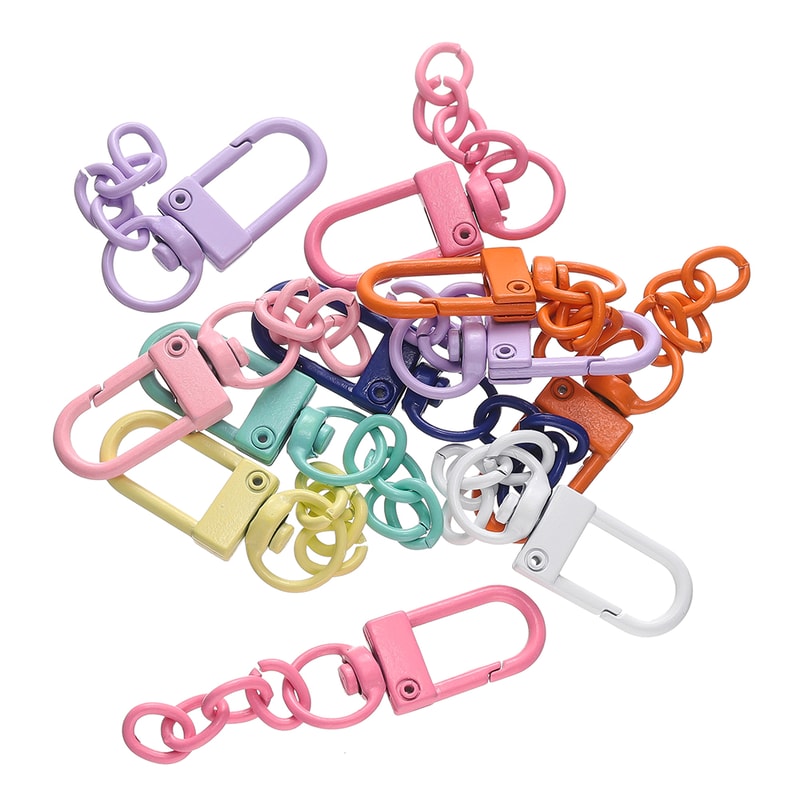 Colorful Lobster Clasp Keychains Set With Chains For DIY Jewelry Bag Charms Key Rings 4