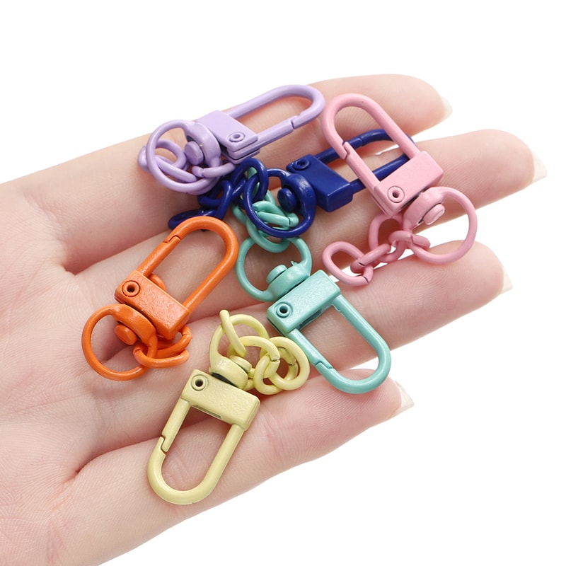Colorful Lobster Clasp Keychains Set With Chains For DIY Jewelry Bag Charms Key Rings 5