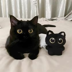 big eyed plush kitten keychain cute black cat backpack charm