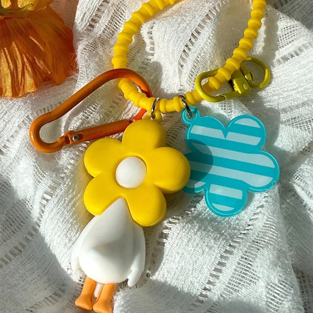 Cute Yellow Duck Keychain Cartoon Bag Charm Gift for Students