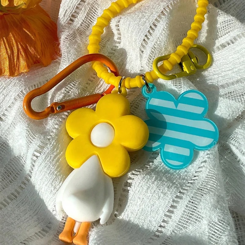 Cute Yellow Duck Keychain Cartoon Bag Charm Gift for Students