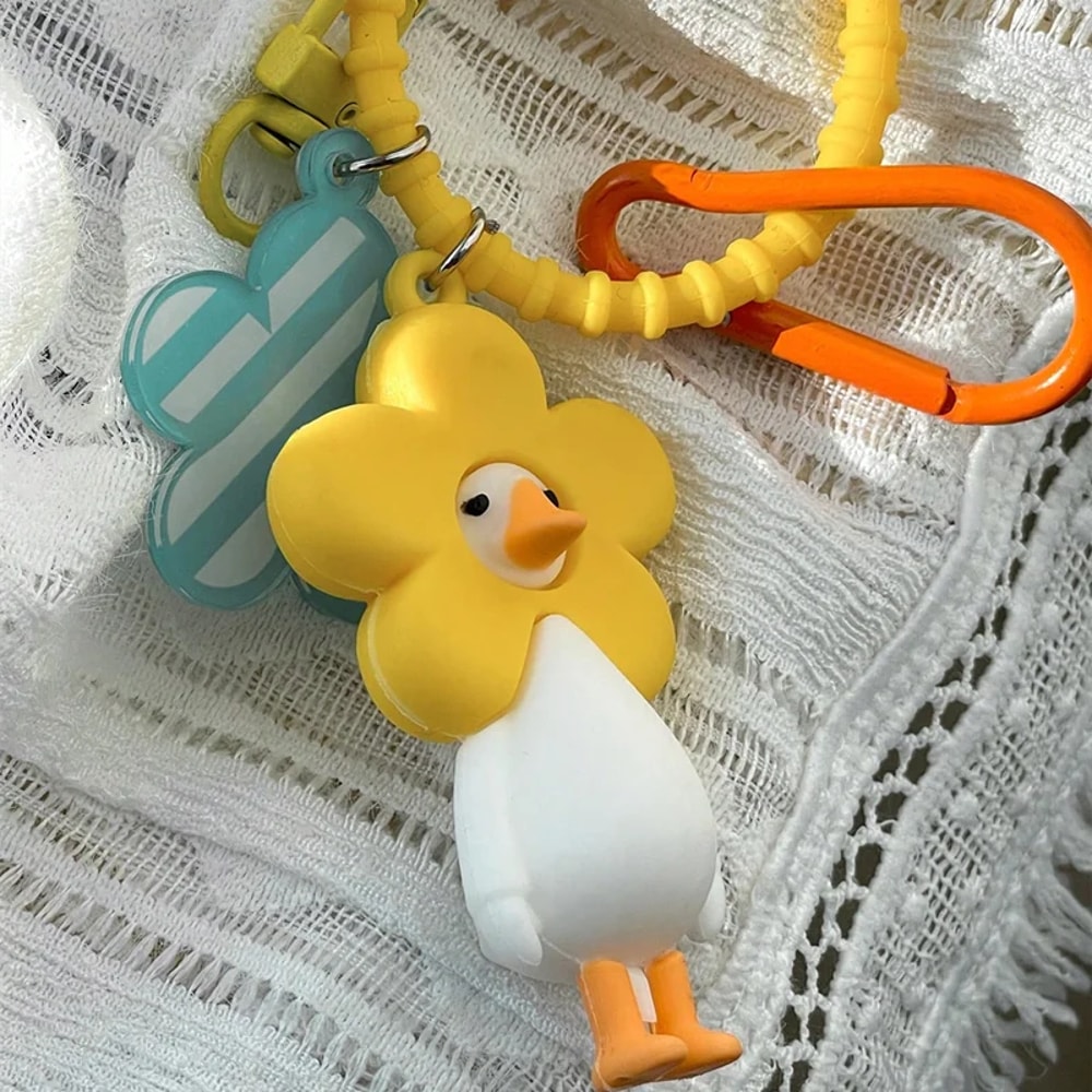 Cute Yellow Duck Keychain Cartoon Bag Charm Gift for Students