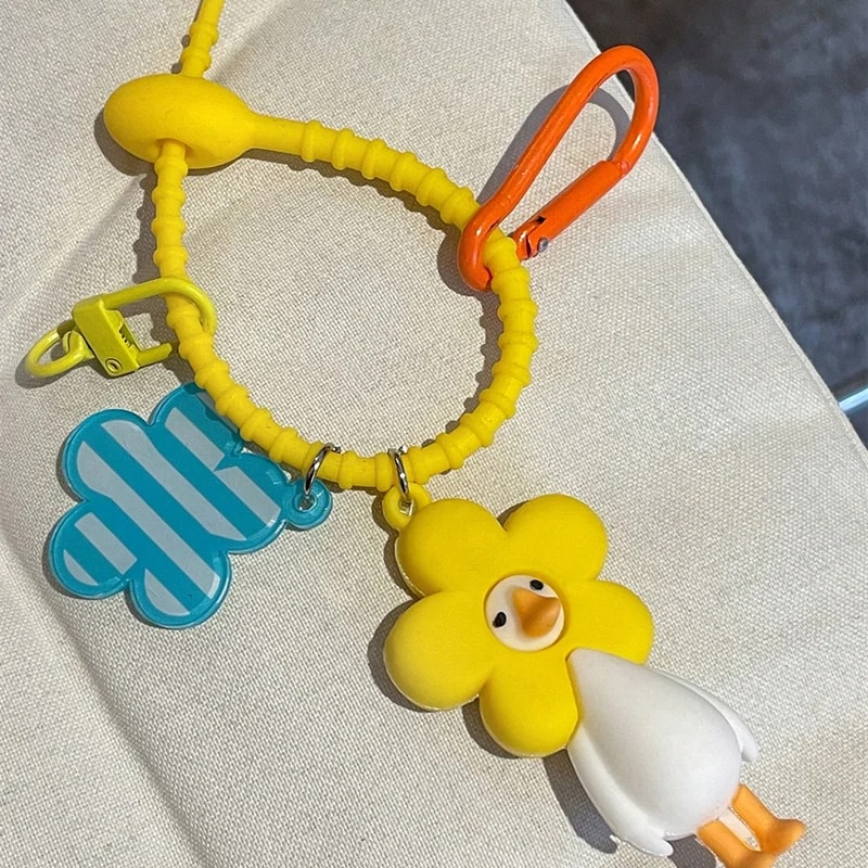 Cute Yellow Duck Keychain Cartoon Bag Charm Gift for Students