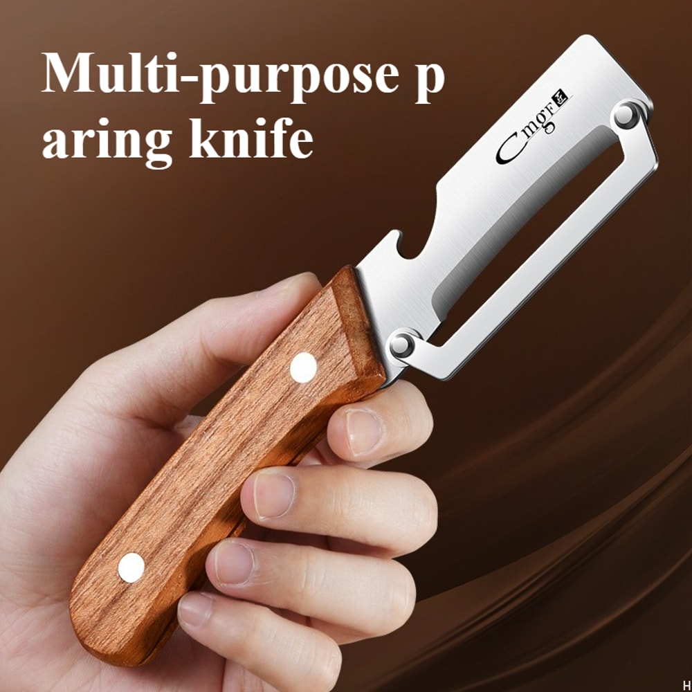 ErgoGrip Stainless Steel Peeler with Wooden Handle for Fruits and Vegetables