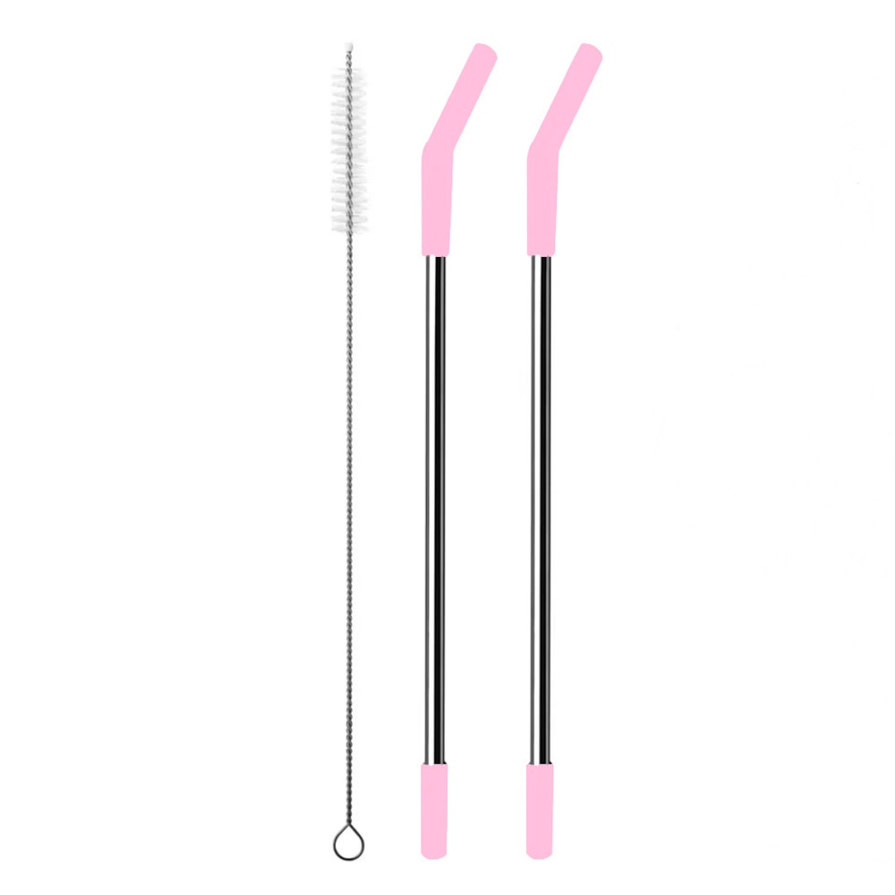 Stanley Tumbler Stainless Steel Replacement Straws with Silicone Tips & Cleaning Brush