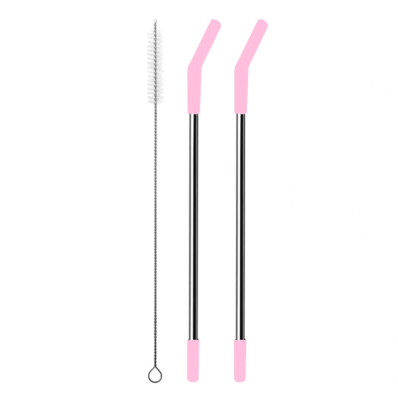 Stanley Tumbler Stainless Steel Replacement Straws with Silicone Tips & Cleaning Brush