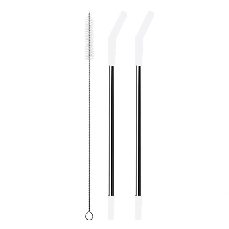 Stanley Tumbler Stainless Steel Replacement Straws with Silicone Tips & Cleaning Brush