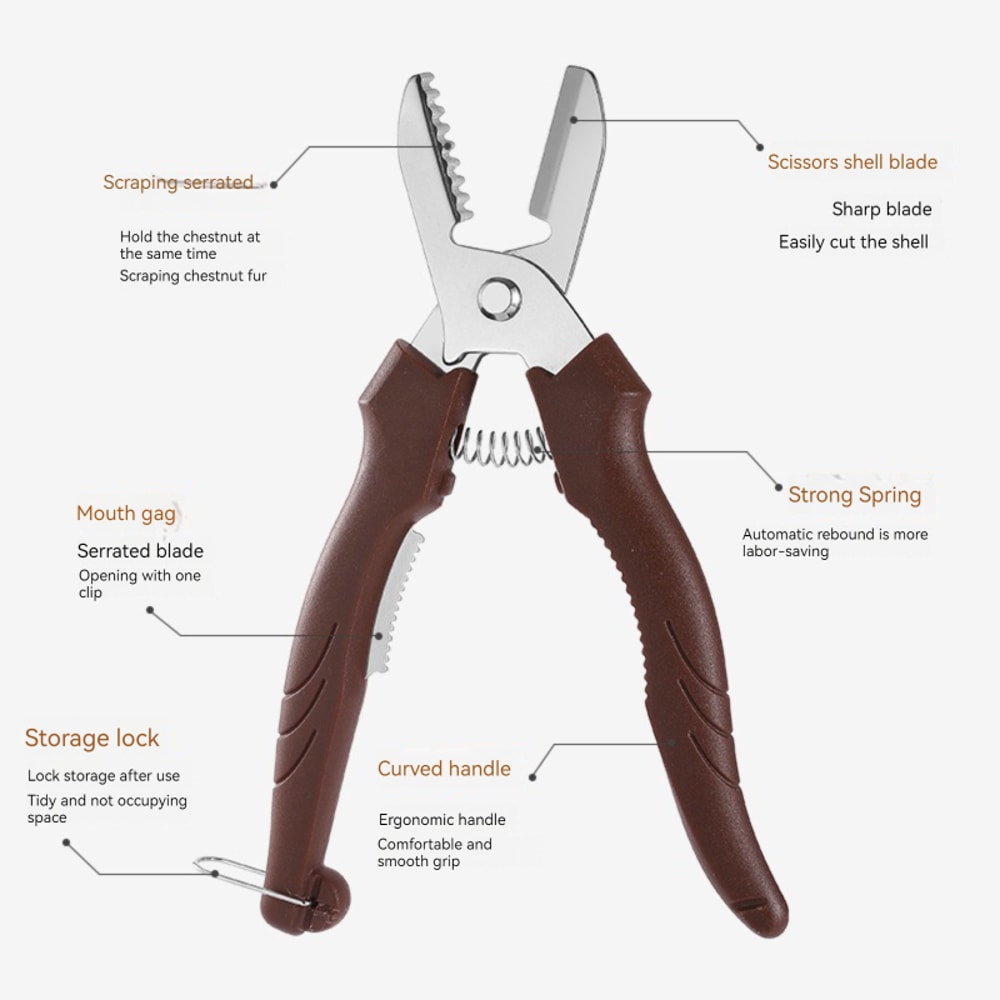 Stainless Steel Chestnut Peeler Scissors with Cross Cutter Nut Shell Opener