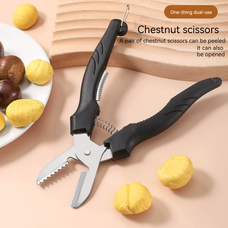 Stainless Steel Chestnut Peeler Scissors with Cross Cutter Nut Shell Opener
