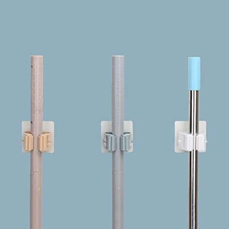 Self Adhesive Broom Holder Wall Mount Organizer for Mop, Brush & Cleaning Tools
