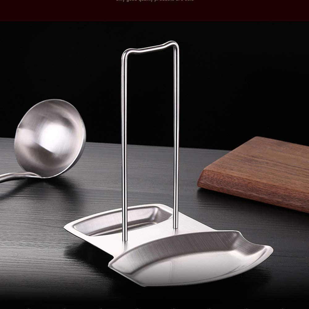Stainless Steel Pot Lid Organizer Rack with Spoon Holder for Kitchen Countertops
