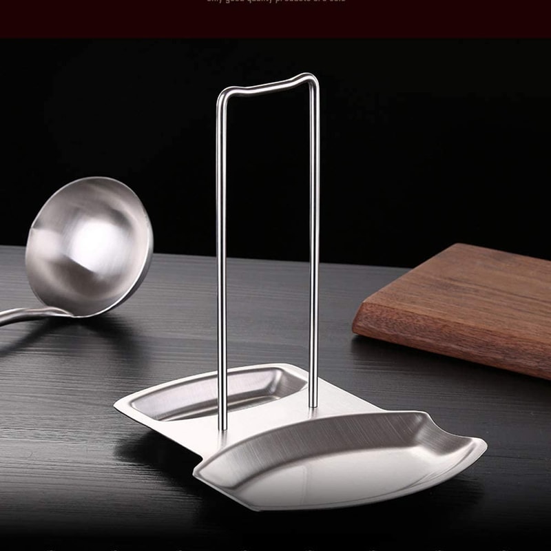 Stainless Steel Pot Lid Organizer Rack with Spoon Holder for Kitchen Countertops