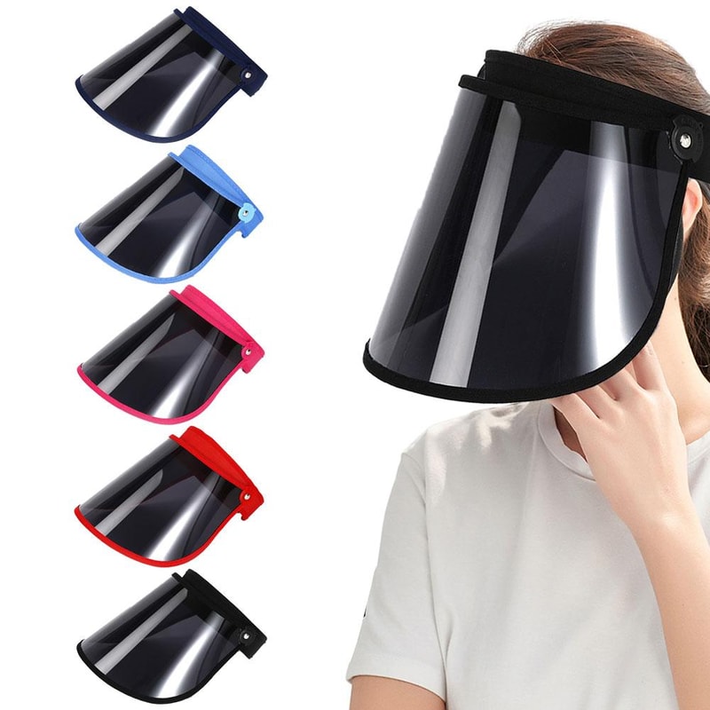 UV Shield Foldable Sun Visor Hat with Face Cover for Outdoor Sports & Travel