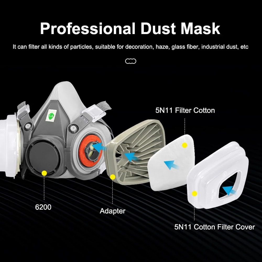 Half Face Respirator Mask With Filters For Paint Spray And Dust Protection 3