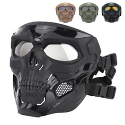 phantom skull motorcycle face mask with tactical goggles for riding, paintball & outdoor protection