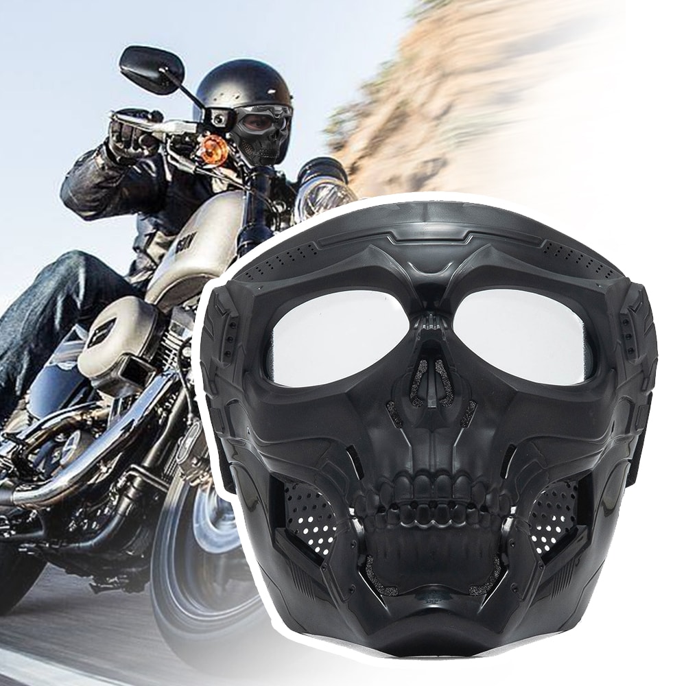 Phantom Skull Motorcycle Face Mask with Tactical Goggles for Riding, Paintball & Outdoor Protection