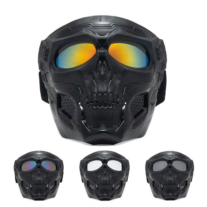 Phantom Skull Motorcycle Face Mask with Tactical Goggles for Riding, Paintball & Outdoor Protection