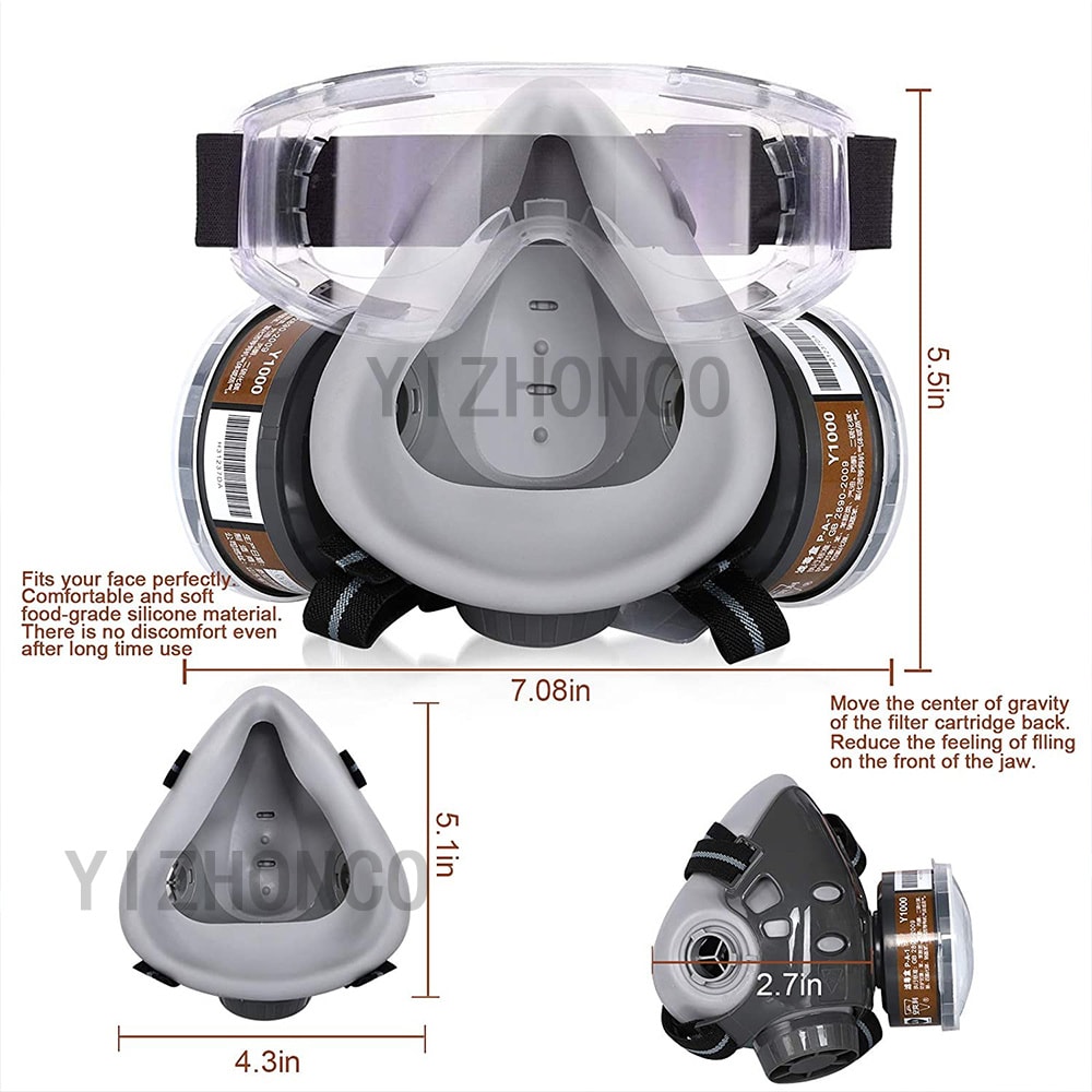Dual Filter Respirator Mask for Spray Painting, Dust Protection & Chemical Work Safety