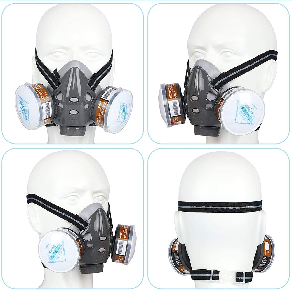 Dual Filter Respirator Mask for Spray Painting, Dust Protection & Chemical Work Safety